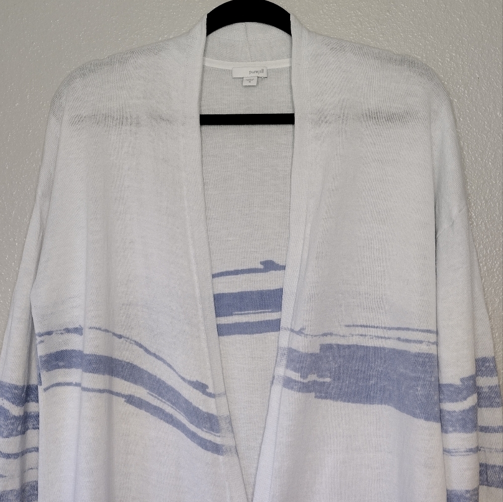 J. Jill Linen Cotton Coastal Grandma Open Front Knit Woman's Cardigan - Picture 3 of 14